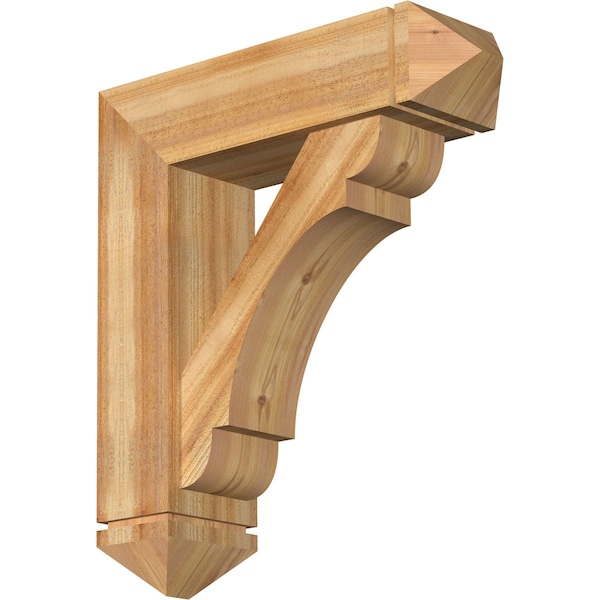 Ekena Millwork Olympic Arts and Crafts Rough Sawn Bracket w/ Offset Brace, Western Red Cedar, 8"W x 28"D x 32"H BKT0806X28X32OLY03RWR - main
